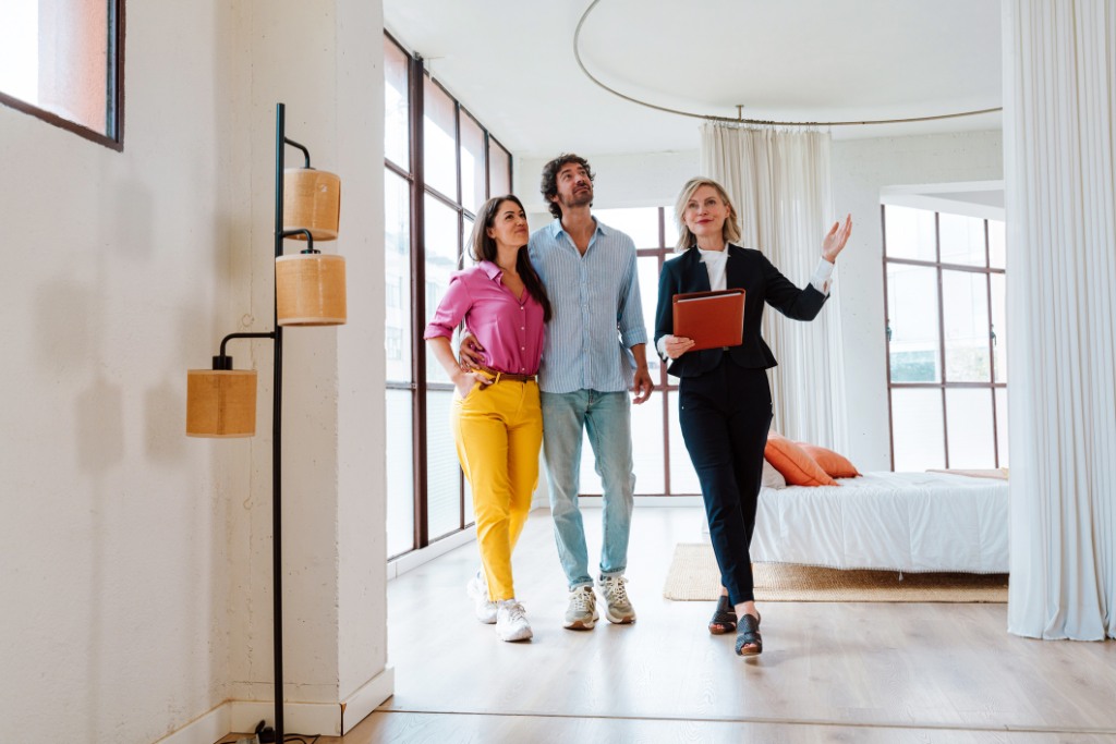 Real estate agent showing an apartment